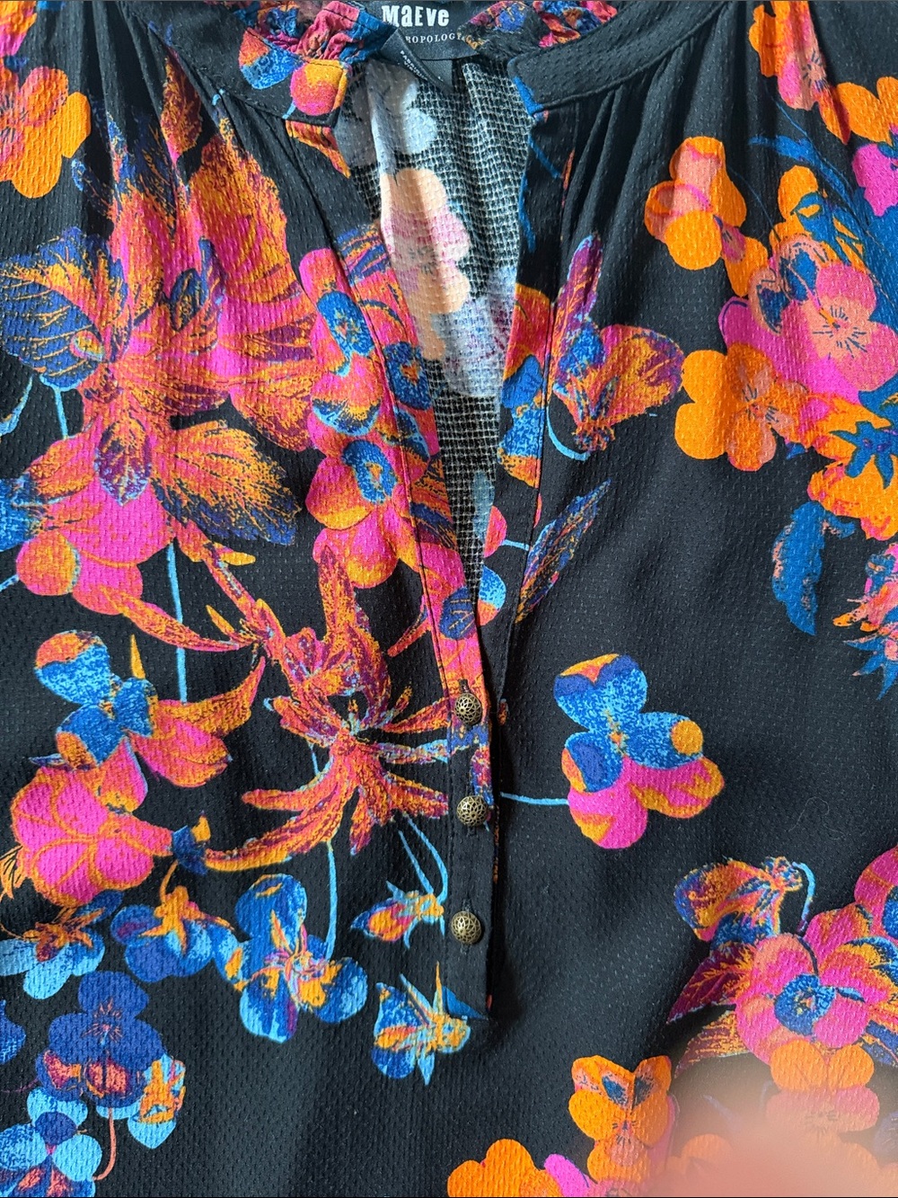 Anthropologie Maeve Colette Floral Peasant Blouse Size XS - Picture 7 of 13